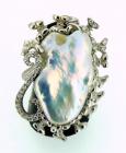 Anello artigianale perla e zirconi in Argento 925%°